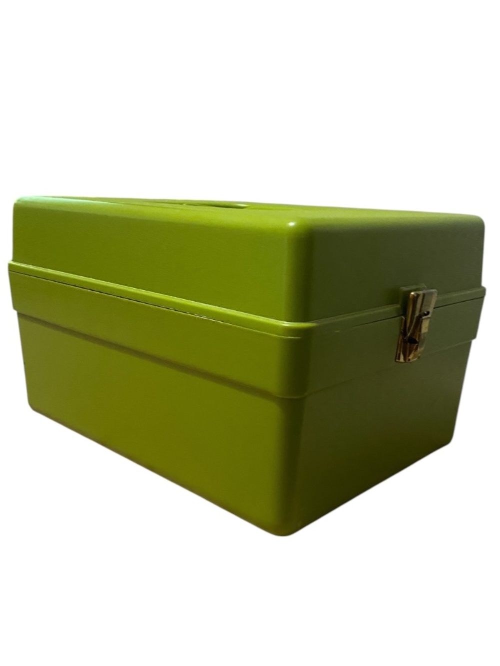 Vintage Wilson Wil-Hold Avacado green plastic sewing box.